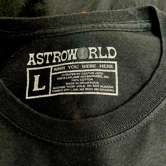 Travis Scott Astroworld Wish You Were Here T Shirt Short Sleeve Black Large … - Picture 5 of 5